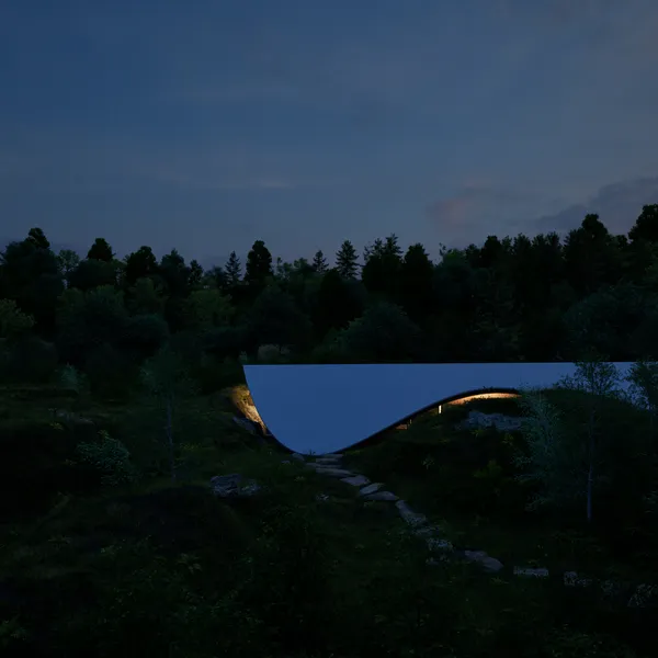 大地と呼応する大屋根のある風景